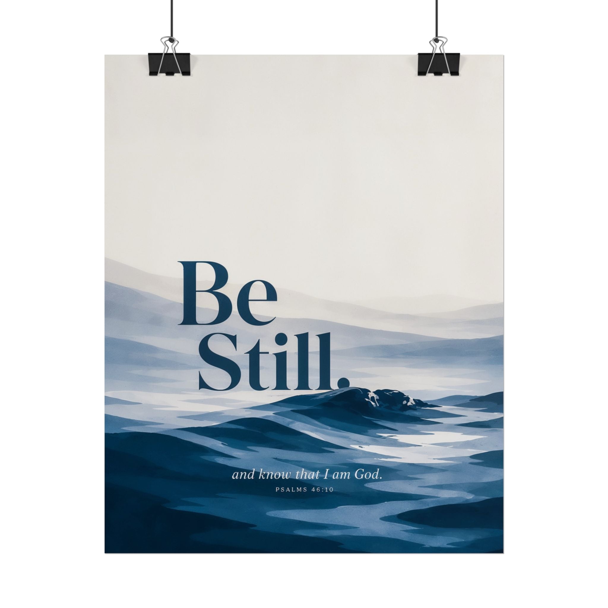 Be Still Wall Art Print Ocean Scripture Poster Christian Home Decor