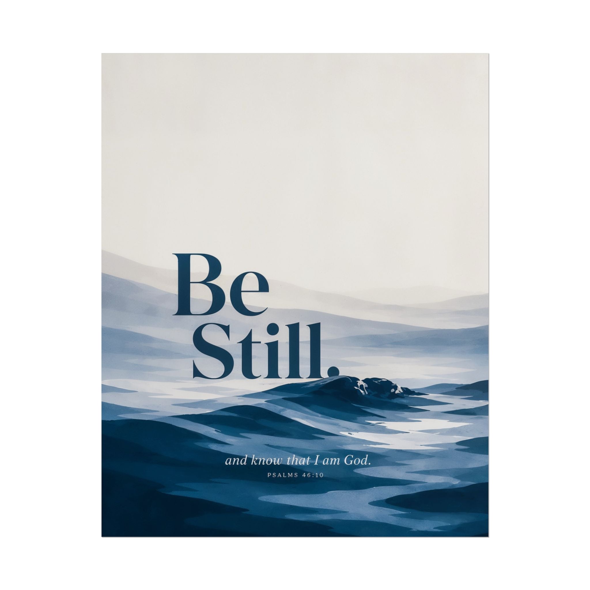 Be Still Wall Art Print Ocean Scripture Poster Christian Home Decor