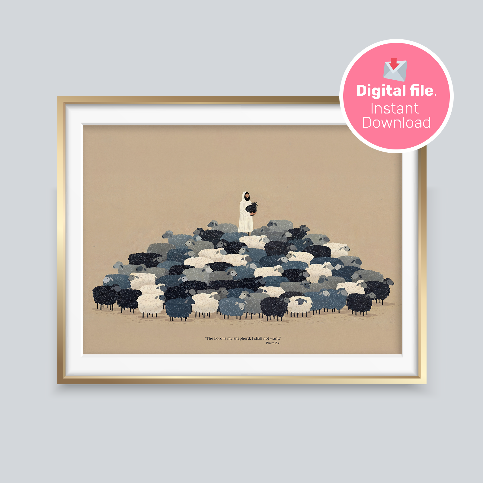 Good Shepherd Psalm 23 Print | Jesus with Sheep
