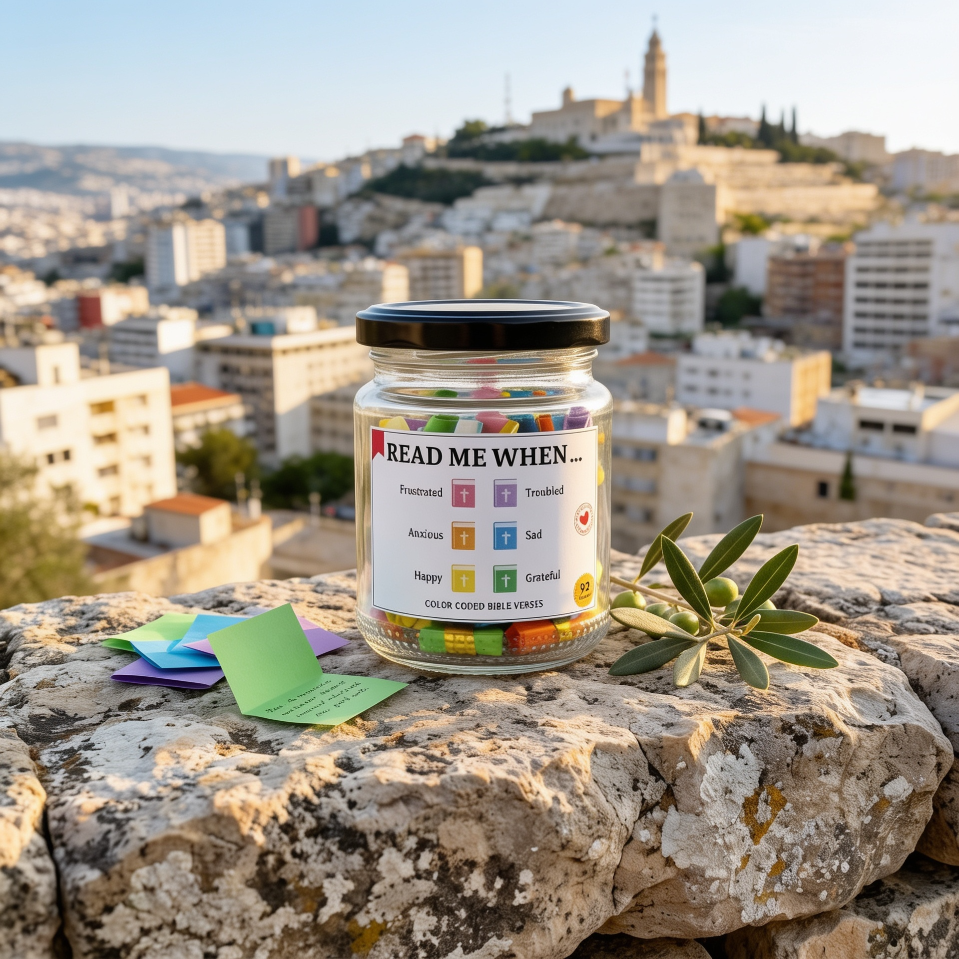 Bible Verse Jar | 92 Color-Coded Scripture Cards | Christian Gift | Pure Grace