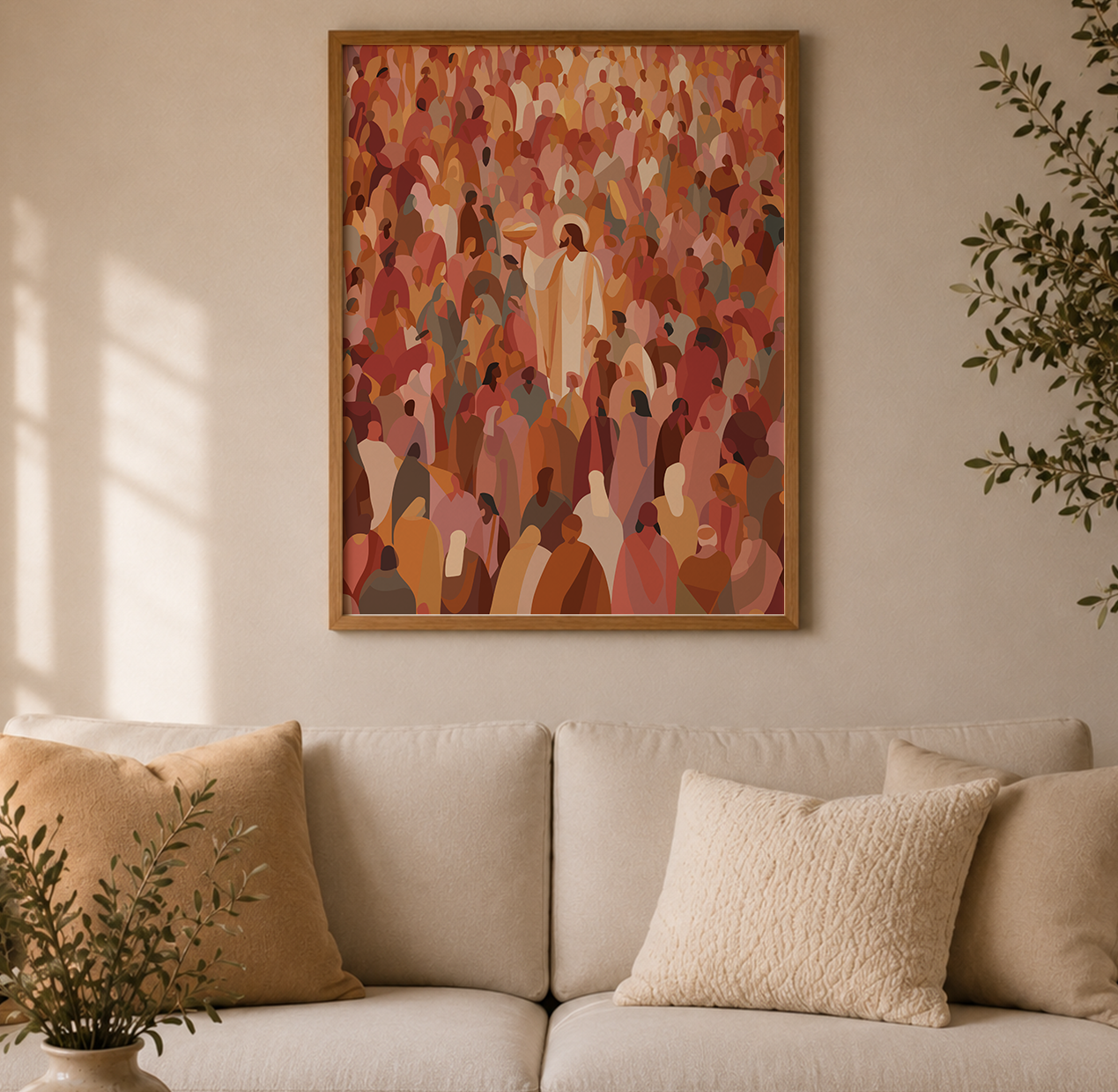 Christian Wall Art, Jesus Among the People Print, Faith Home Decor