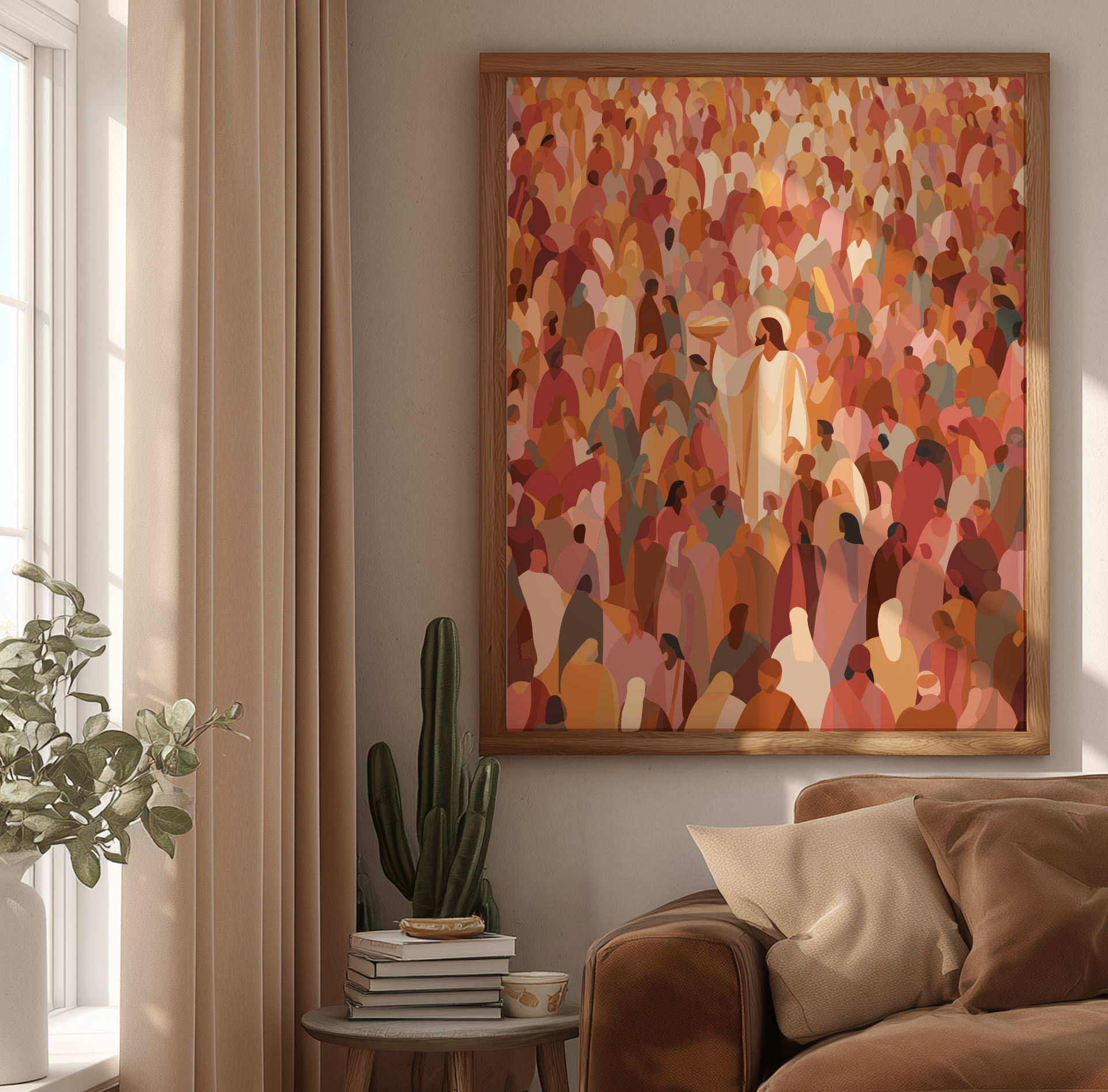 Good Shepherd Print, Earth Tones, Modern Christian Wall Art