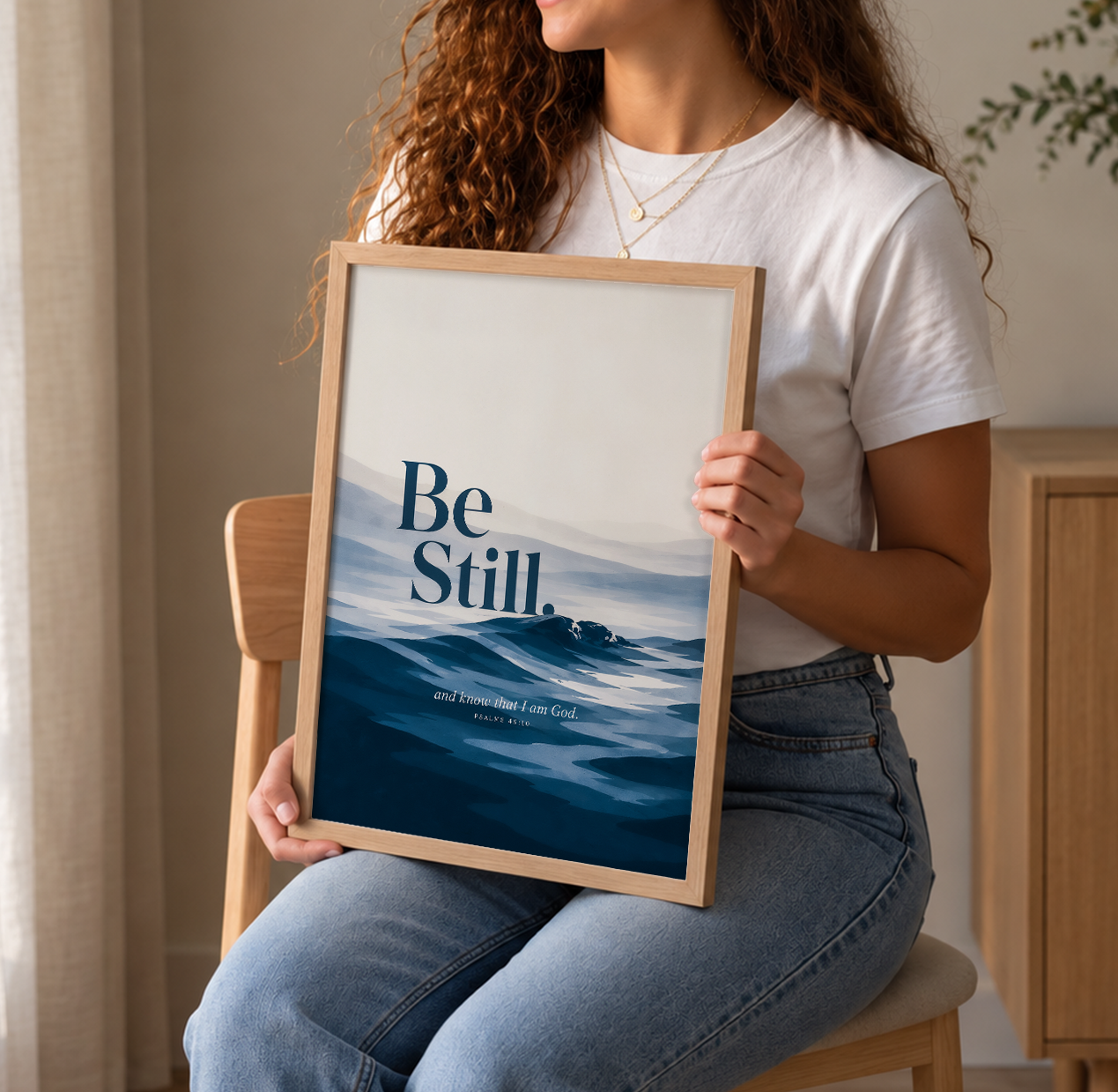 Be Still Wall Art Print Ocean Scripture Poster Christian Home Decor
