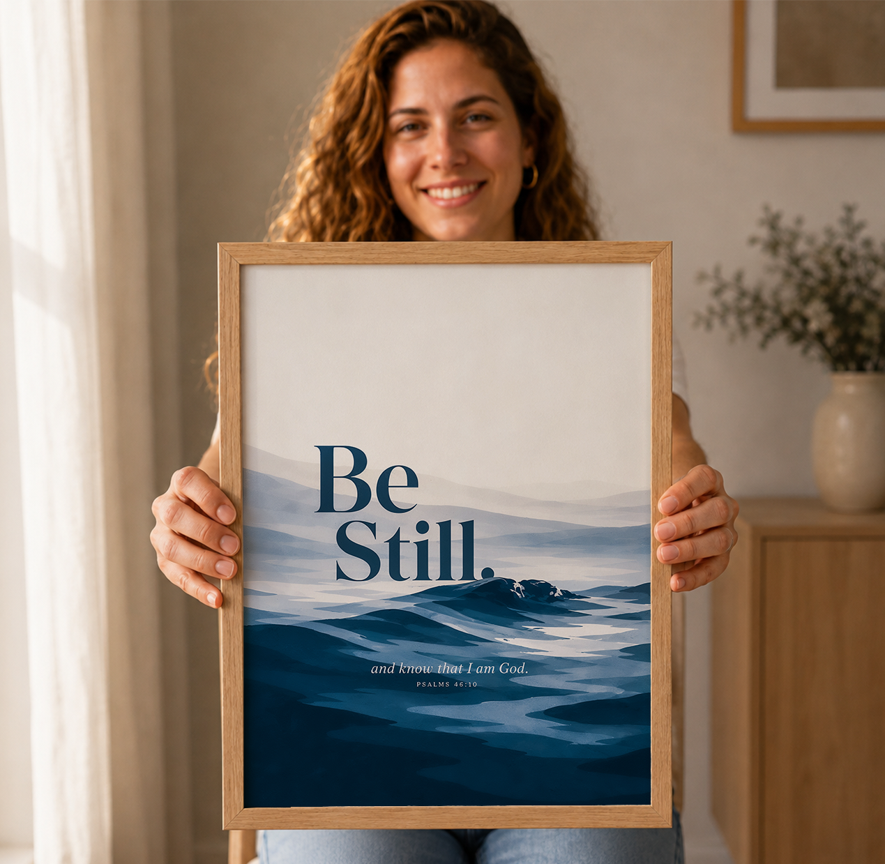Be Still Wall Art Print Ocean Scripture Poster Christian Home Decor