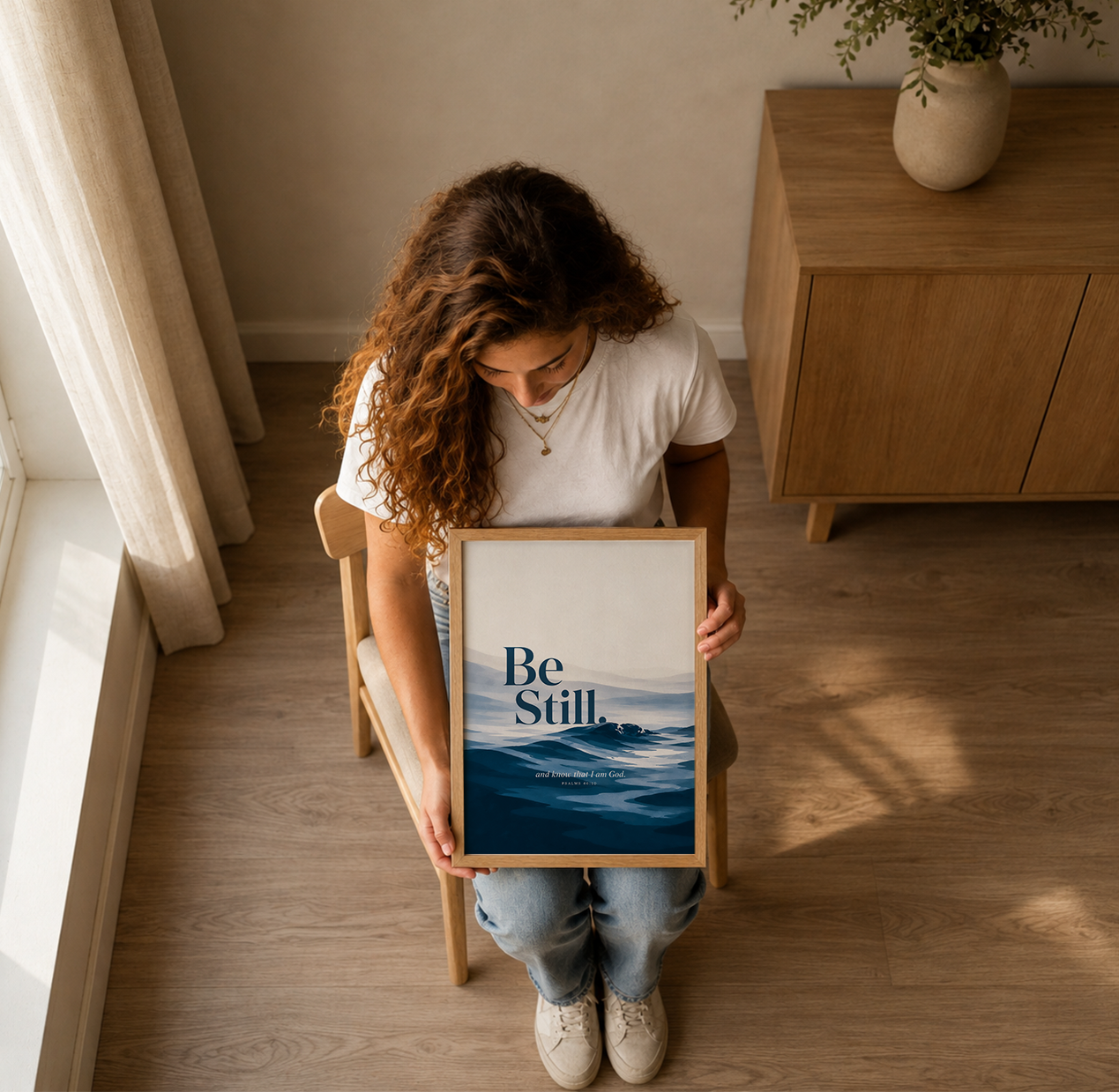 Be Still Wall Art Print Ocean Scripture Poster Christian Home Decor