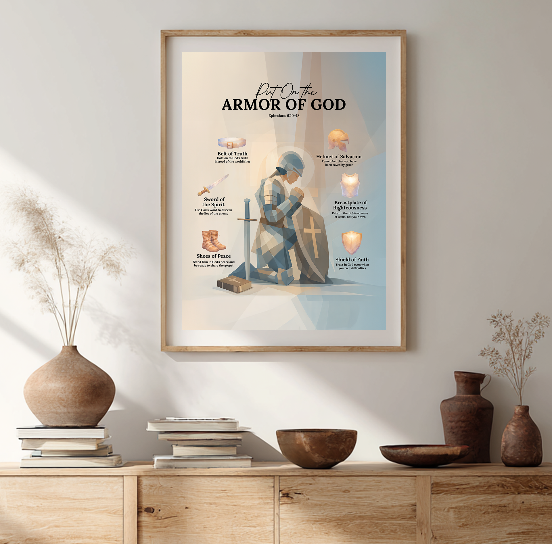 Armor of God Print, Ephesians 6 Scripture, Christian Wall Art (Digital Download)