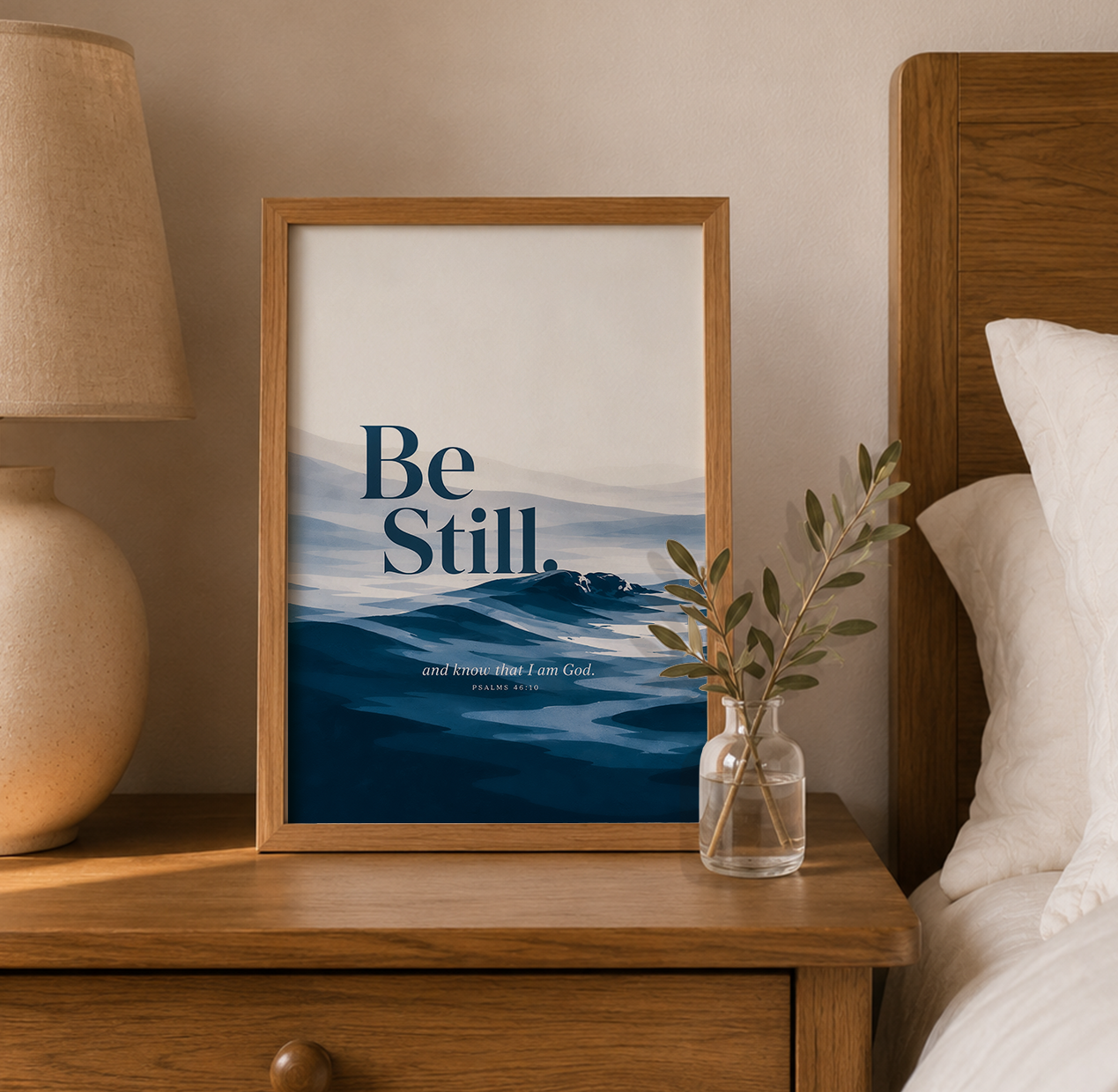 Be Still Wall Art Print Ocean Scripture Poster Christian Home Decor