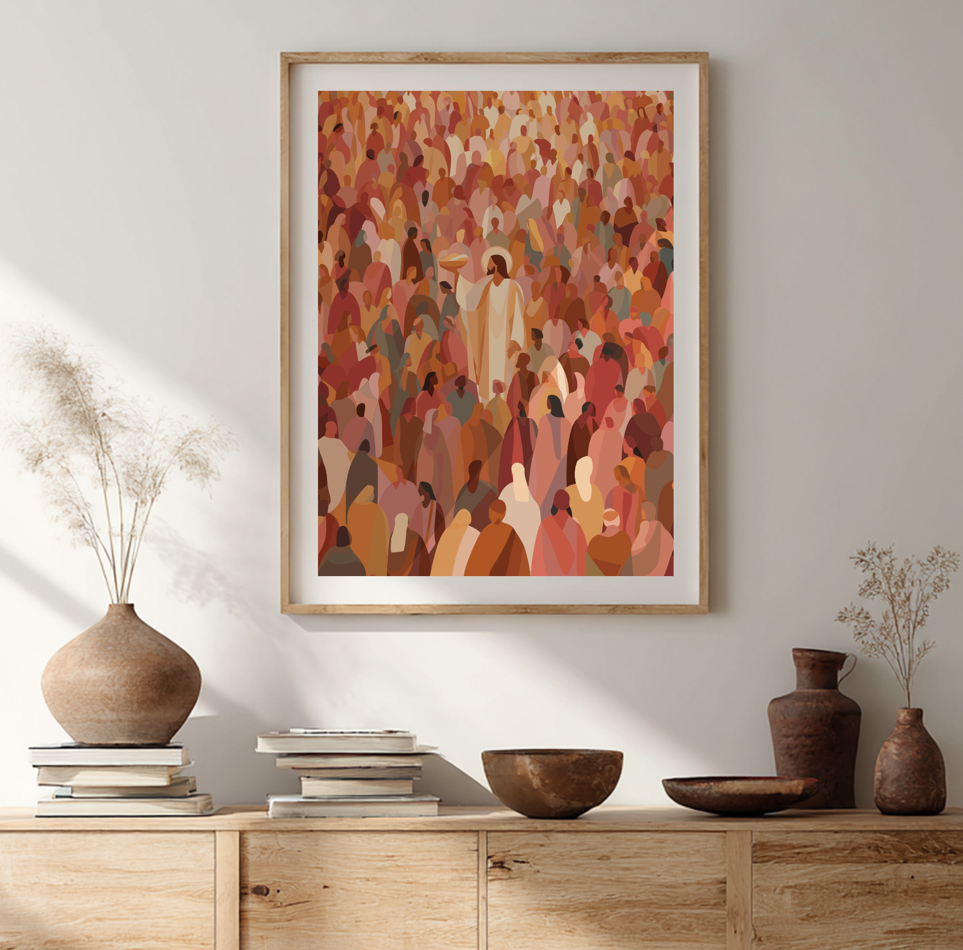 Good Shepherd Print, Earth Tones, Modern Christian Wall Art