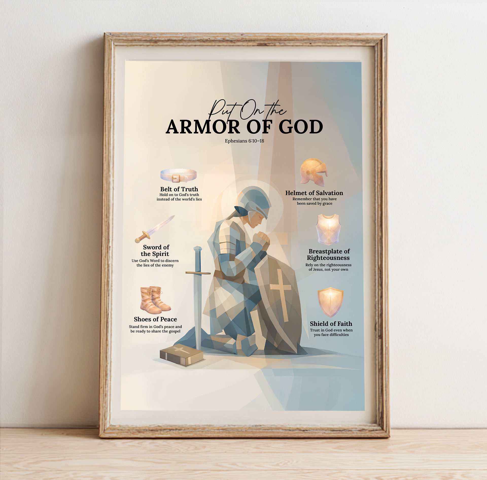 Armor of God Print, Ephesians 6 Scripture, Christian Wall Art (Digital Download)