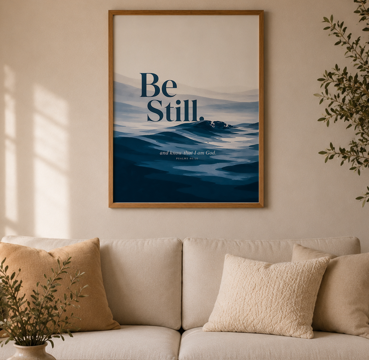 Be Still Wall Art Print Ocean Scripture Poster Christian Home Decor