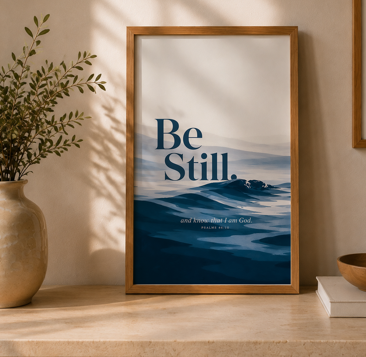 Be Still Wall Art Print Ocean Scripture Poster Christian Home Decor