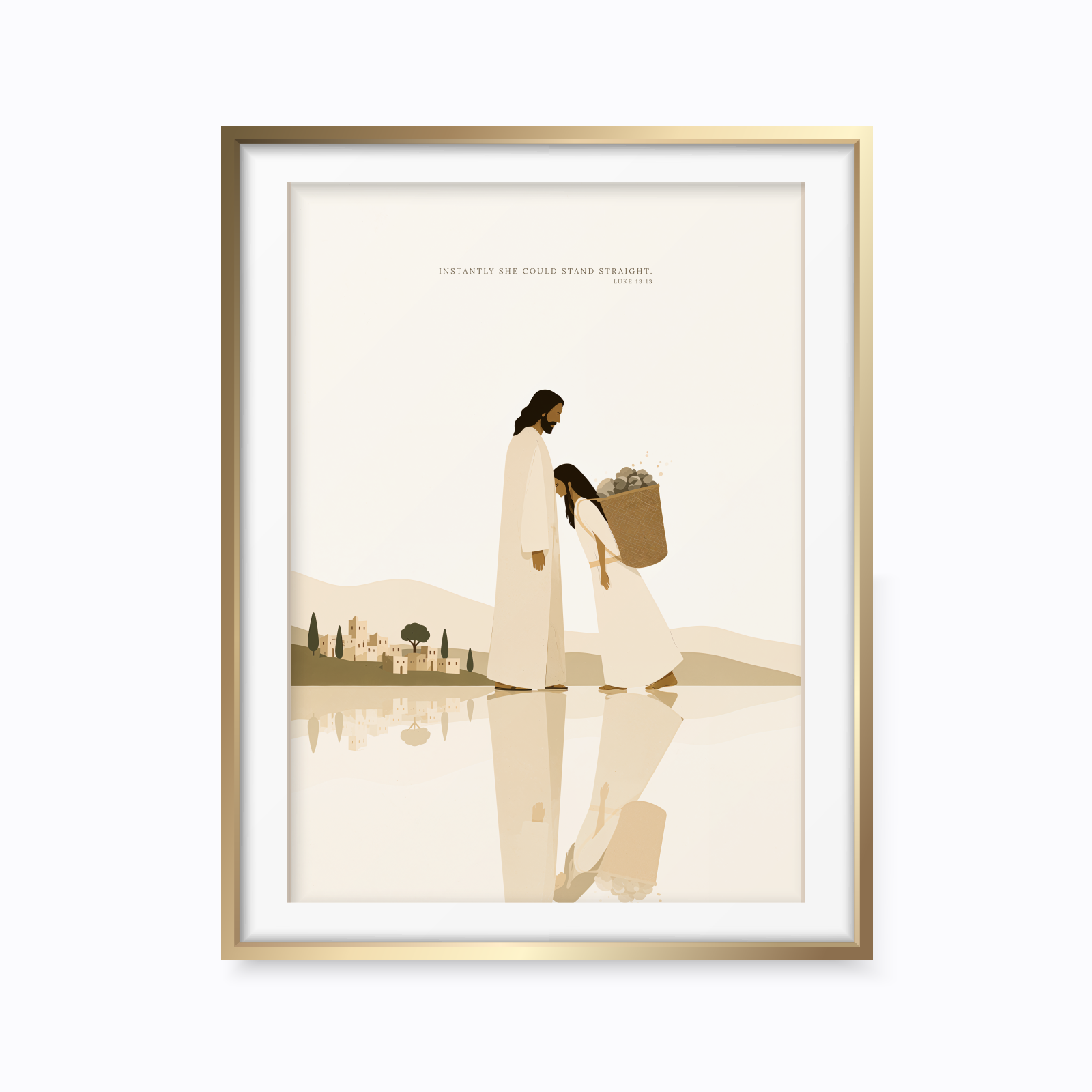 Luke 13:13 "Instantly She Could Stand Straight" Print - Christian Healing Scripture Wall Art