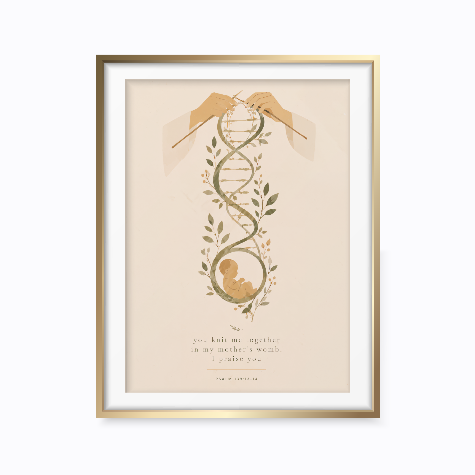 Psalm 139 Wall Art - You Knit Me Together Print - Christian Nursery Decor - Bible Verse Baby Gift - Digital Download