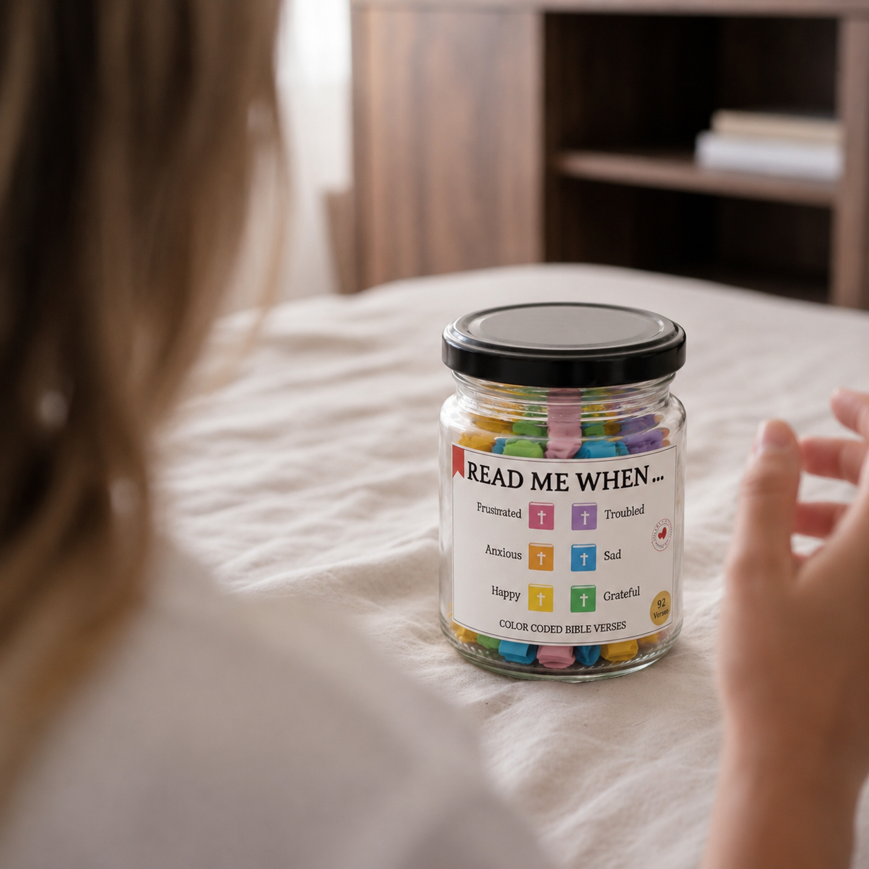 Bible Verse Jar | 92 Color-Coded Scripture Cards | Christian Gift | Pure Grace