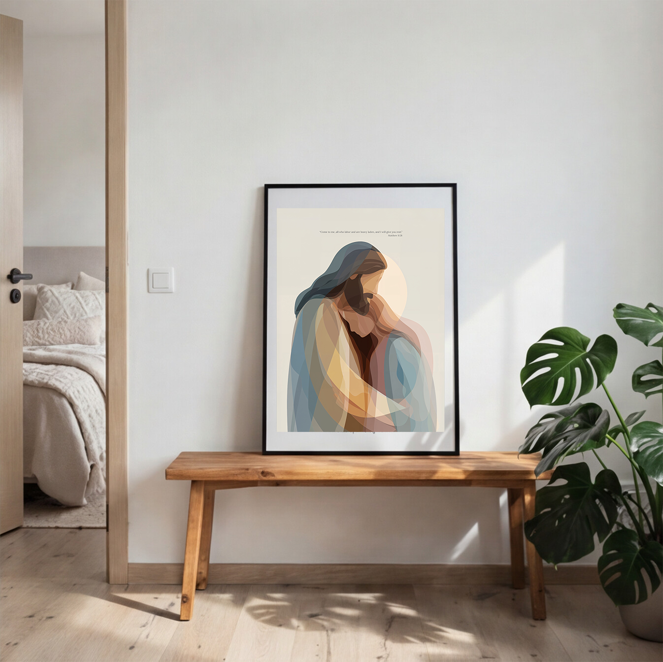 Jesus Hug Art Print | Matthew 11:28 Scripture