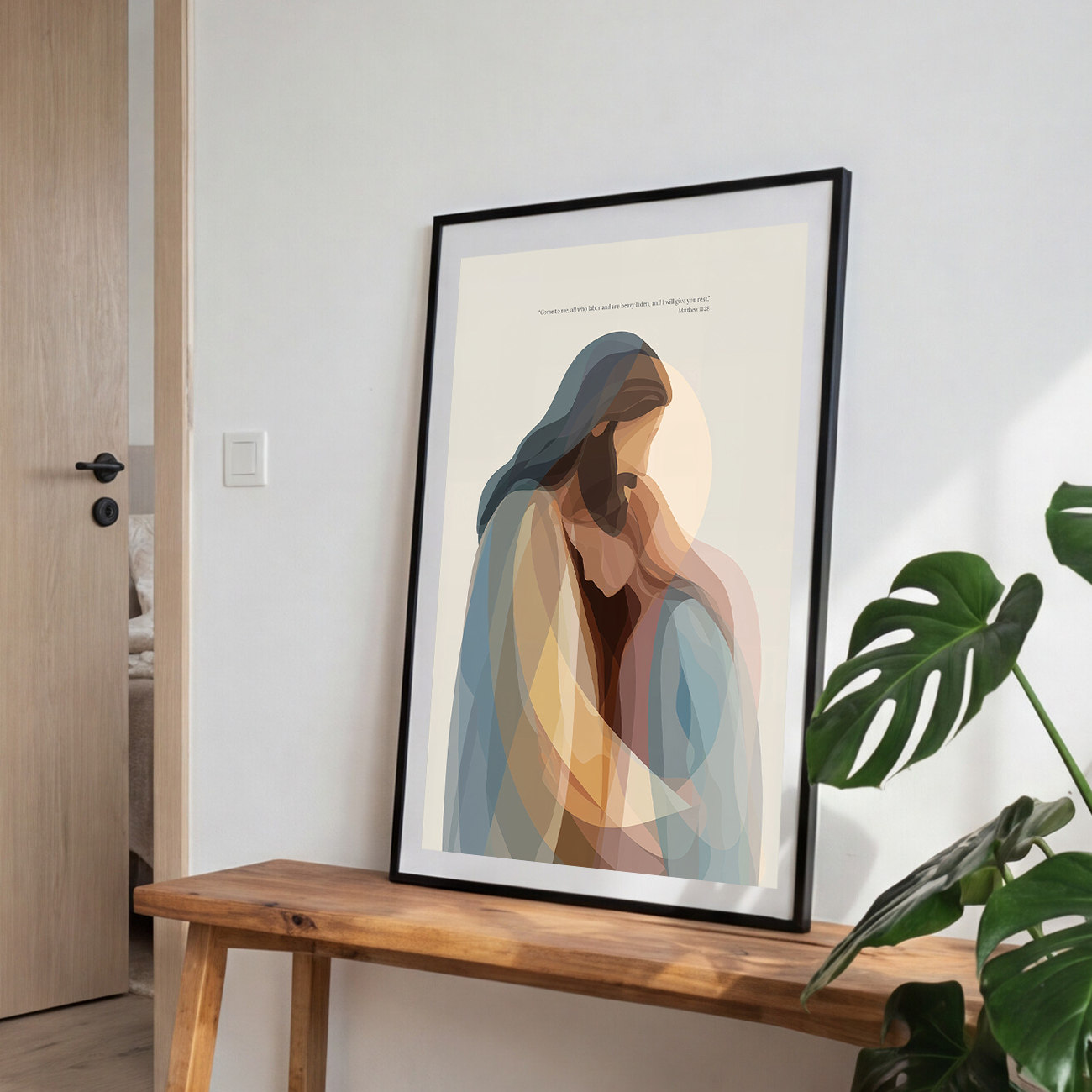 Jesus Hug Art Print | Matthew 11:28 Scripture