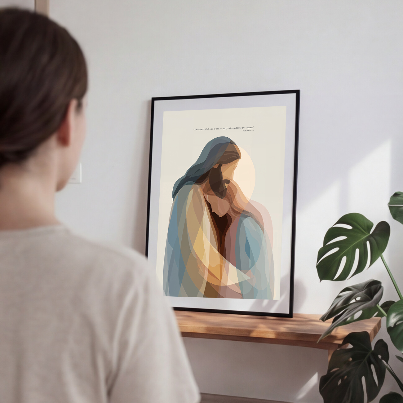 Jesus Hug Art Print | Matthew 11:28 Scripture