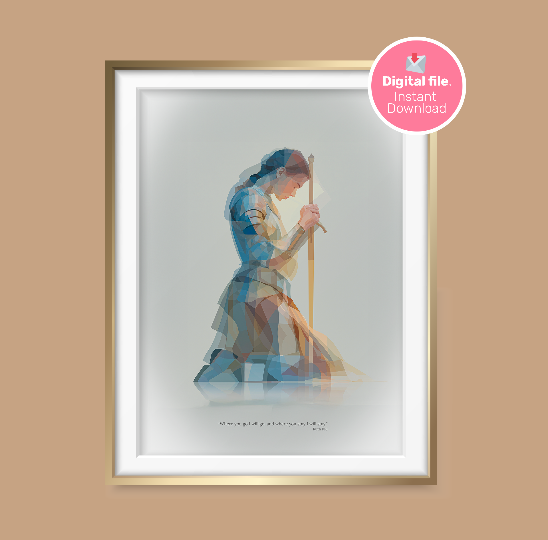 Ruth 1:16 Scripture Art Print, Christian Home Decor