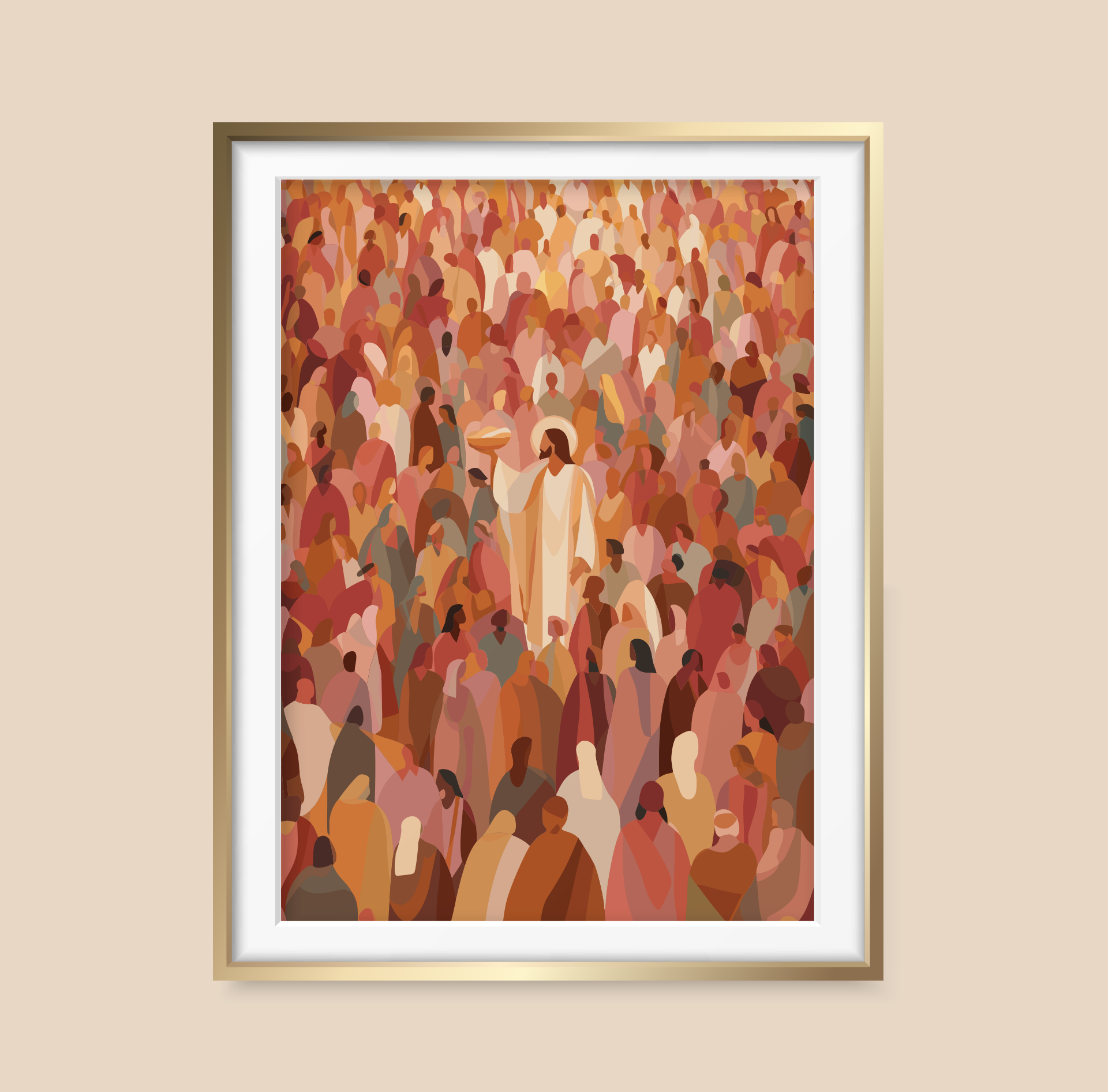 Good Shepherd Print, Earth Tones, Modern Christian Wall Art